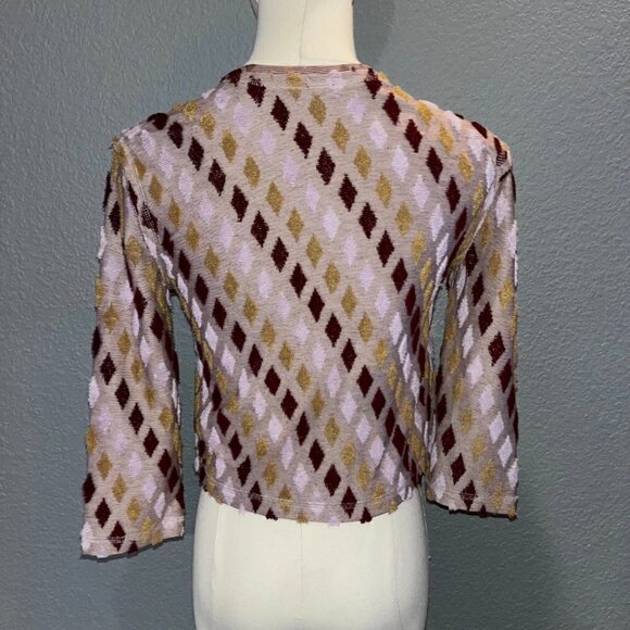 FREE PEOPLE Wine & Dusty Pink  Magic Carpet Terry Cloth Diamond Crop Top NWT - S - Picture 4 of 6